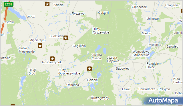 mapa Jeziora Osada, Jeziora Osada na mapie Targeo