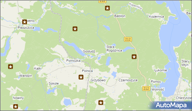 mapa Jeziorno gmina Człuchów, Jeziorno gmina Człuchów na mapie Targeo