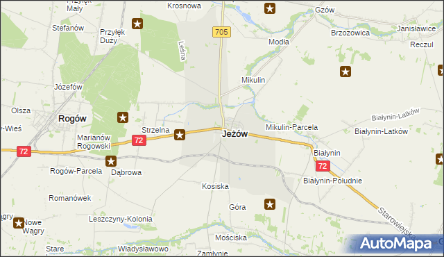 mapa Jeżów powiat brzeziński, Jeżów powiat brzeziński na mapie Targeo