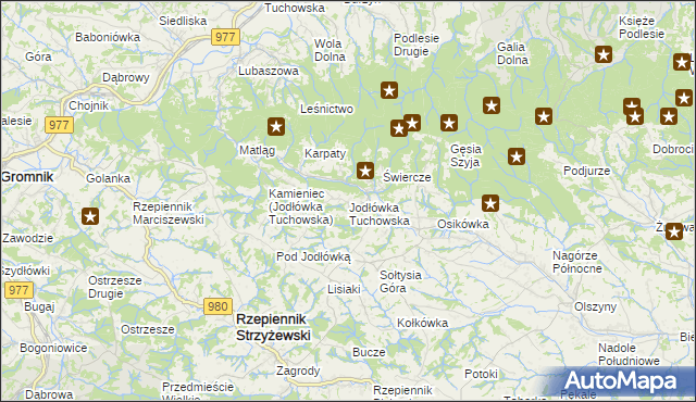 mapa Jodłówka Tuchowska, Jodłówka Tuchowska na mapie Targeo