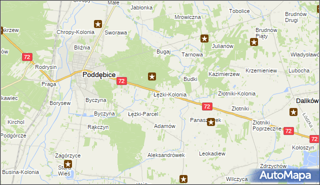 mapa Józefka gmina Poddębice, Józefka gmina Poddębice na mapie Targeo