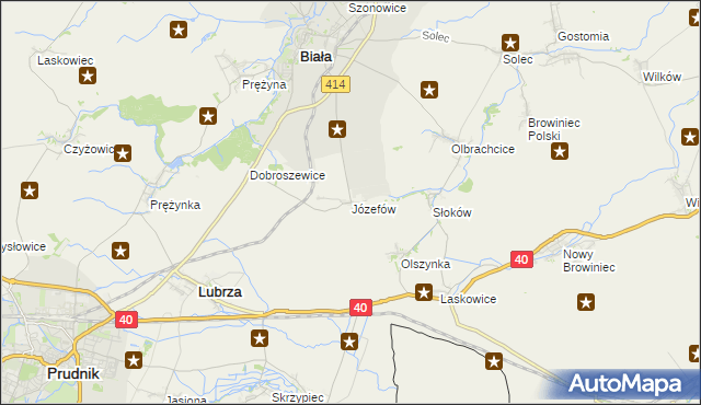 mapa Józefów gmina Biała, Józefów gmina Biała na mapie Targeo