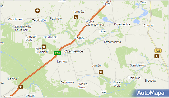 mapa Józefów gmina Czerniewice, Józefów gmina Czerniewice na mapie Targeo