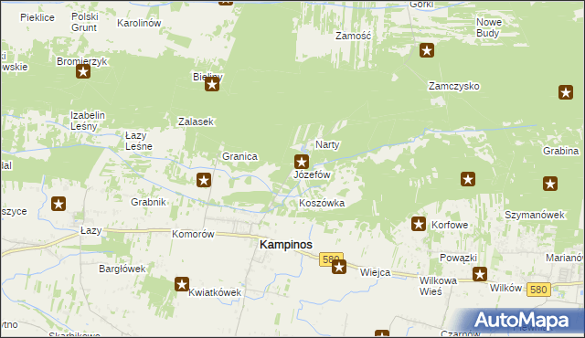 mapa Józefów gmina Kampinos, Józefów gmina Kampinos na mapie Targeo