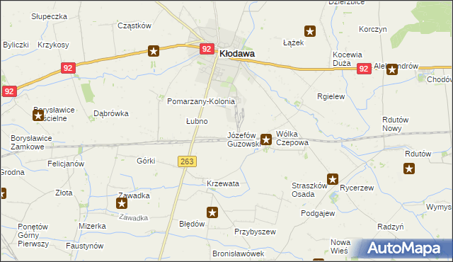 mapa Józefów Guzowski, Józefów Guzowski na mapie Targeo