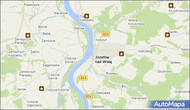 mapa Józefów nad Wisłą, Józefów nad Wisłą na mapie Targeo