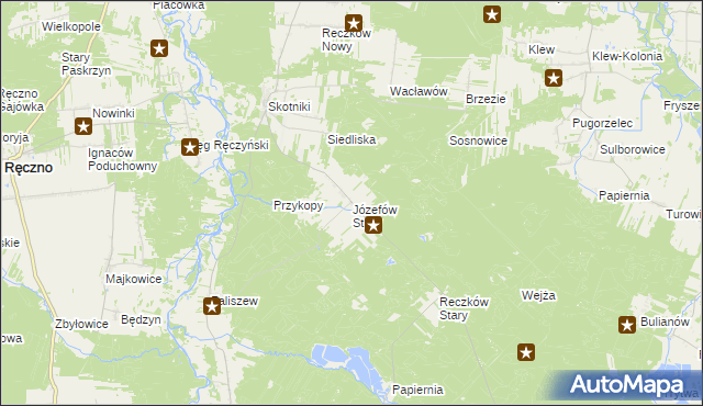 mapa Józefów Stary gmina Przedbórz, Józefów Stary gmina Przedbórz na mapie Targeo