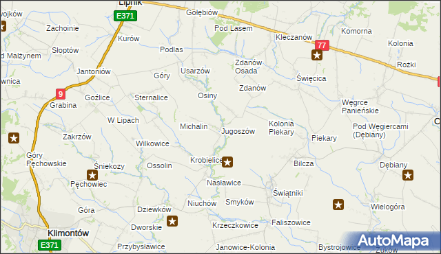 mapa Jugoszów, Jugoszów na mapie Targeo