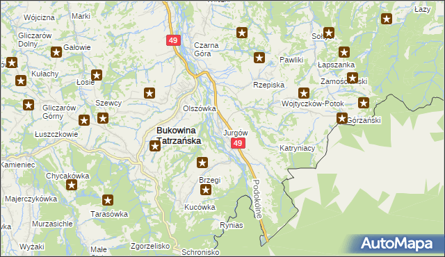 mapa Jurgów, Jurgów na mapie Targeo