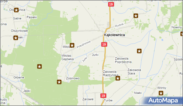 mapa Jurki gmina Kąkolewnica, Jurki gmina Kąkolewnica na mapie Targeo