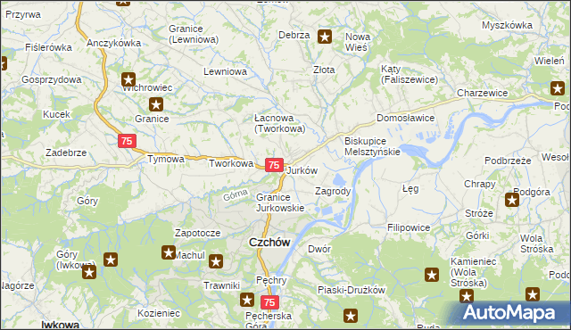 mapa Jurków gmina Czchów, Jurków gmina Czchów na mapie Targeo