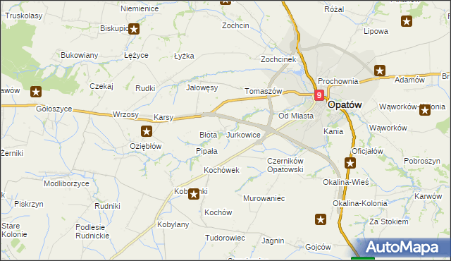 mapa Jurkowice gmina Opatów, Jurkowice gmina Opatów na mapie Targeo