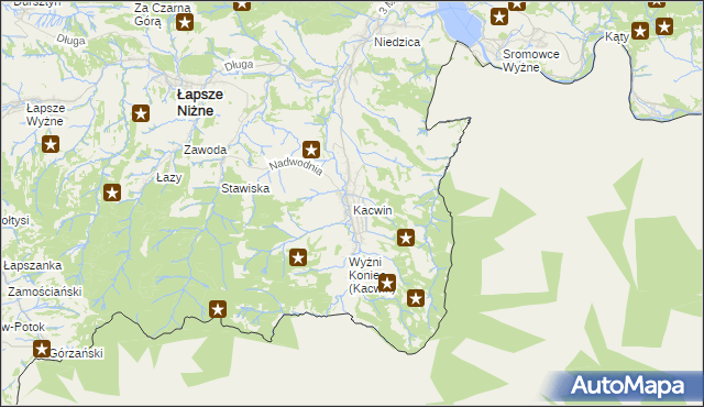 mapa Kacwin, Kacwin na mapie Targeo