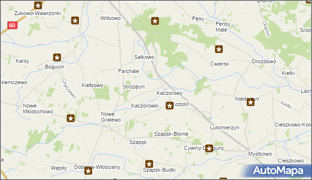 mapa Kaczorowy, Kaczorowy na mapie Targeo