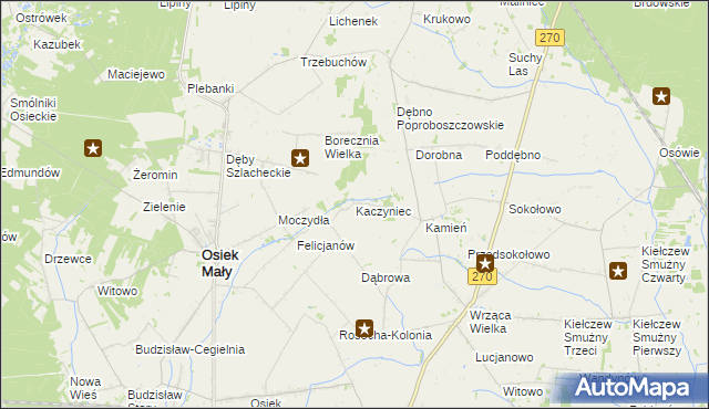 mapa Kaczyniec gmina Koło, Kaczyniec gmina Koło na mapie Targeo