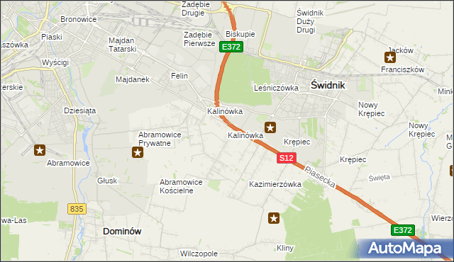 mapa Kalinówka gmina Głusk, Kalinówka gmina Głusk na mapie Targeo