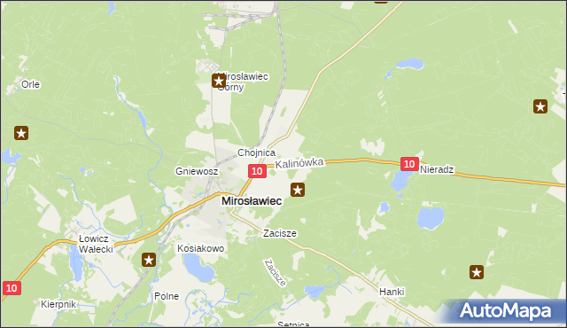 mapa Kalinówka gmina Mirosławiec, Kalinówka gmina Mirosławiec na mapie Targeo