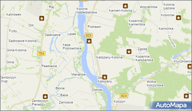 mapa Kaliszany-Kolonia, Kaliszany-Kolonia na mapie Targeo