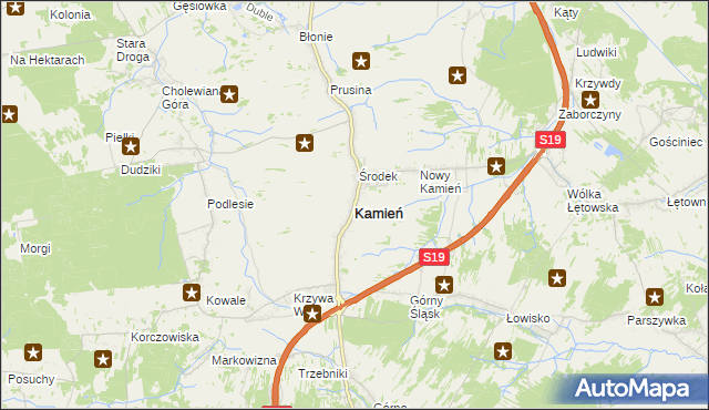 mapa Kamień powiat rzeszowski, Kamień powiat rzeszowski na mapie Targeo