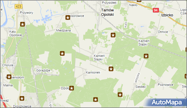 mapa Kamień Śląski, Kamień Śląski na mapie Targeo