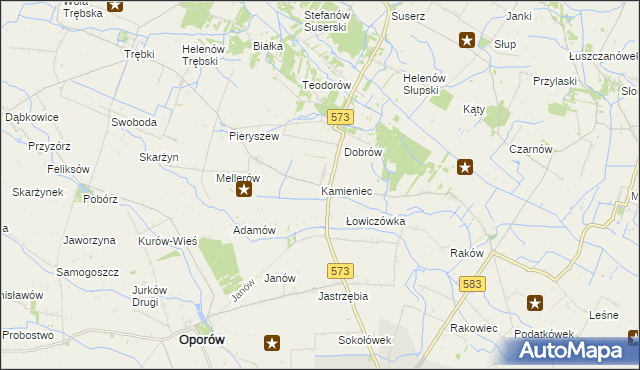 mapa Kamieniec gmina Szczawin Kościelny, Kamieniec gmina Szczawin Kościelny na mapie Targeo