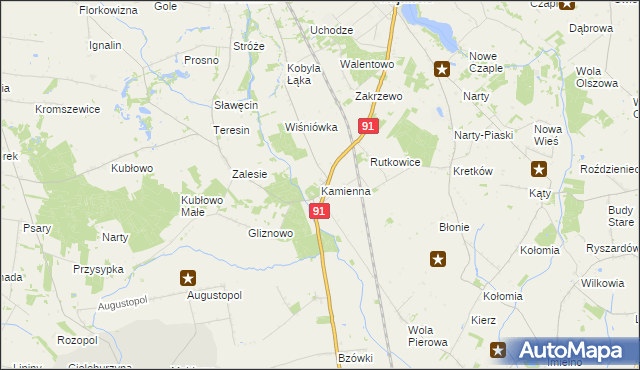 mapa Kamienna gmina Lubień Kujawski, Kamienna gmina Lubień Kujawski na mapie Targeo