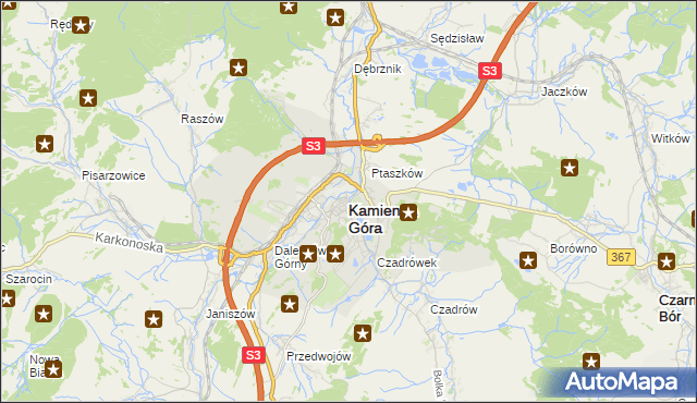 mapa Kamienna Góra, Kamienna Góra na mapie Targeo