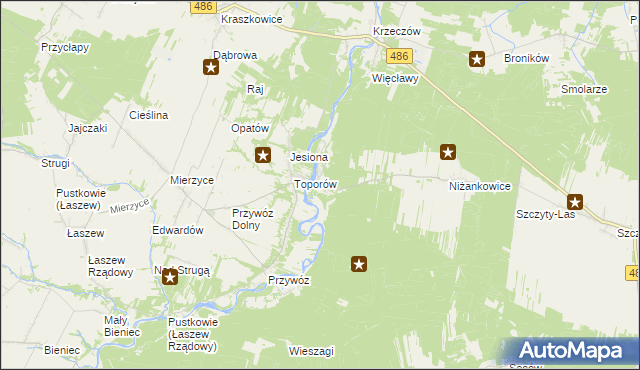 mapa Kamion gmina Wierzchlas, Kamion gmina Wierzchlas na mapie Targeo