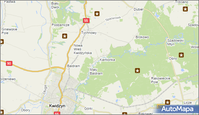 mapa Kamionka gmina Kwidzyn, Kamionka gmina Kwidzyn na mapie Targeo