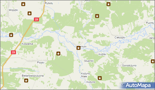 mapa Kaniuki gmina Zabłudów, Kaniuki gmina Zabłudów na mapie Targeo