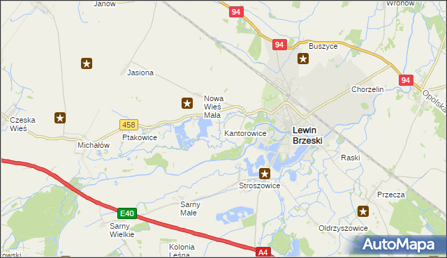 mapa Kantorowice gmina Lewin Brzeski, Kantorowice gmina Lewin Brzeski na mapie Targeo