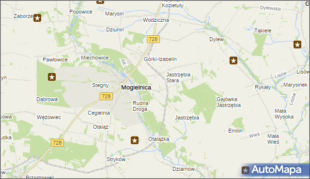 mapa Kaplin gmina Mogielnica, Kaplin gmina Mogielnica na mapie Targeo