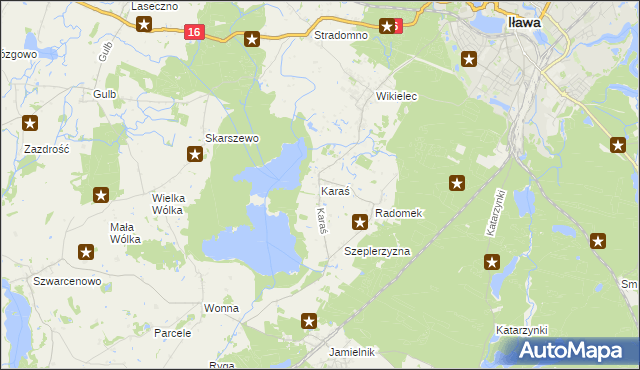 mapa Karaś gmina Iława, Karaś gmina Iława na mapie Targeo