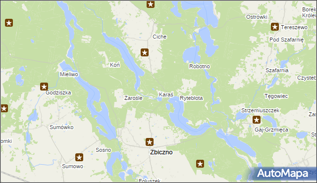 mapa Karaś gmina Zbiczno, Karaś gmina Zbiczno na mapie Targeo