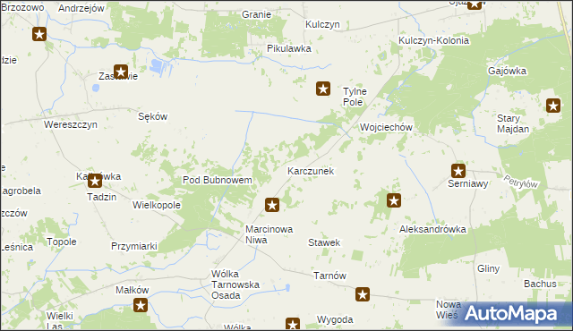 mapa Karczunek gmina Wierzbica, Karczunek gmina Wierzbica na mapie Targeo