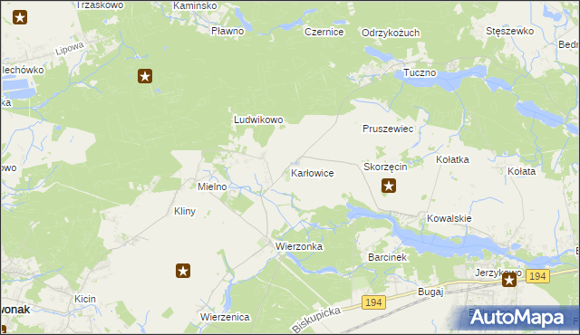 mapa Karłowice gmina Swarzędz, Karłowice gmina Swarzędz na mapie Targeo
