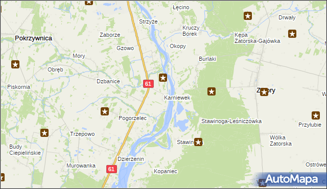 mapa Karniewek, Karniewek na mapie Targeo