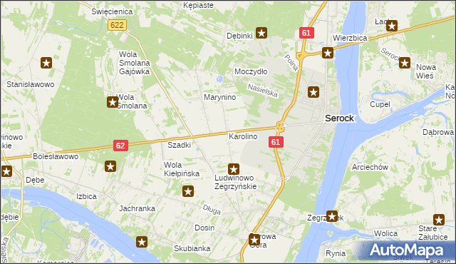 mapa Karolino gmina Serock, Karolino gmina Serock na mapie Targeo