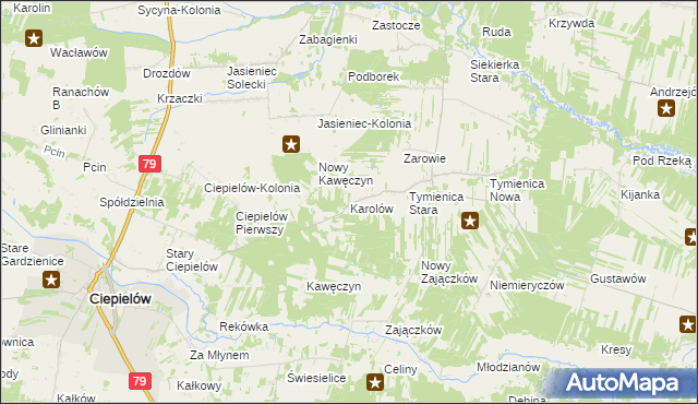 mapa Karolów gmina Chotcza, Karolów gmina Chotcza na mapie Targeo
