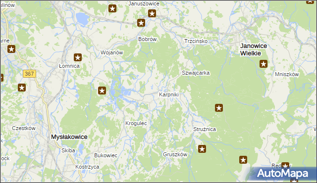 mapa Karpniki gmina Mysłakowice, Karpniki gmina Mysłakowice na mapie Targeo