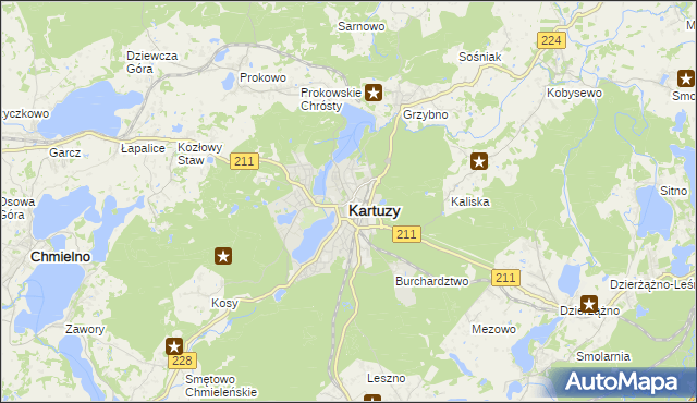 mapa Kartuzy, Kartuzy na mapie Targeo