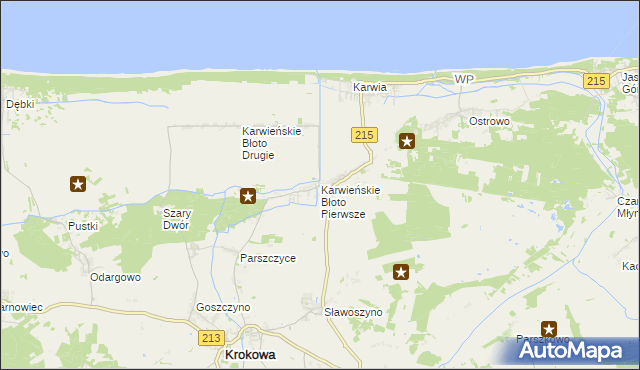 mapa Karwieńskie Błoto Pierwsze, Karwieńskie Błoto Pierwsze na mapie Targeo