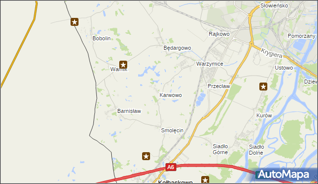 mapa Karwowo gmina Kołbaskowo, Karwowo gmina Kołbaskowo na mapie Targeo