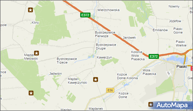 mapa Kawęczyn gmina Piaski, Kawęczyn gmina Piaski na mapie Targeo