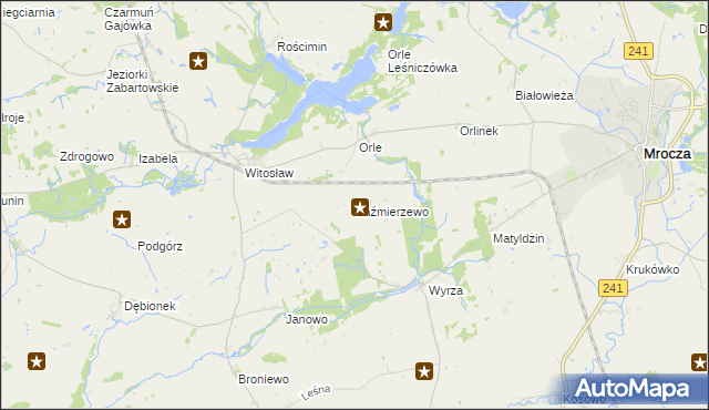 mapa Kaźmierzewo gmina Mrocza, Kaźmierzewo gmina Mrocza na mapie Targeo