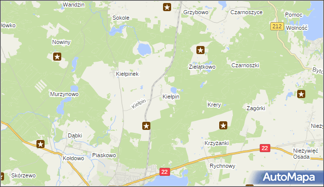mapa Kiełpin gmina Człuchów, Kiełpin gmina Człuchów na mapie Targeo