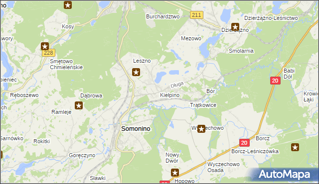 mapa Kiełpino gmina Kartuzy, Kiełpino gmina Kartuzy na mapie Targeo