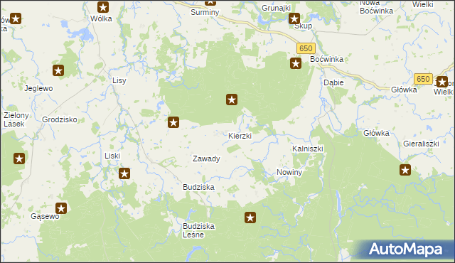 mapa Kierzki gmina Banie Mazurskie, Kierzki gmina Banie Mazurskie na mapie Targeo