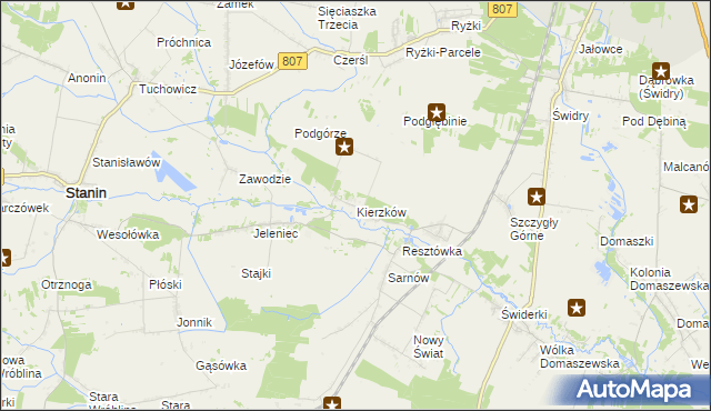 mapa Kierzków gmina Stanin, Kierzków gmina Stanin na mapie Targeo