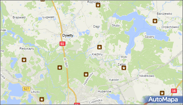 mapa Kieźliny, Kieźliny na mapie Targeo